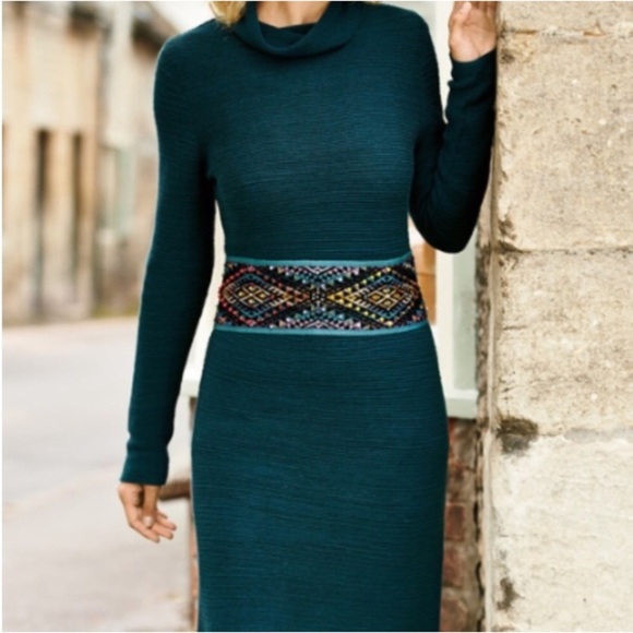 Peruvian Connection Dresses & Skirts - Peruvian Connection teal sweater dress Size Small